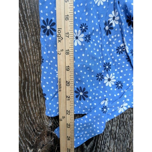 Talbots Blue Floral Wrap Top Poet Sleeve Blouse Small - Picture 9 of 9